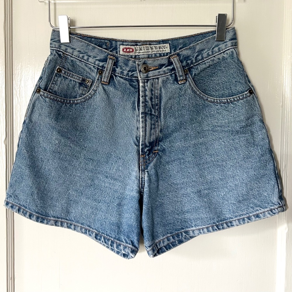 Vintage Unionbay 90s High Rise Denim Shorts Medium Stone Wash Women's 7 Retro